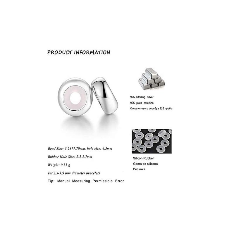 ARTCHARM .Sold 925 Sterling Silver 2pcs Rubber Charm Stopper Spacer Bead for Charm Bracelets - Image 2
